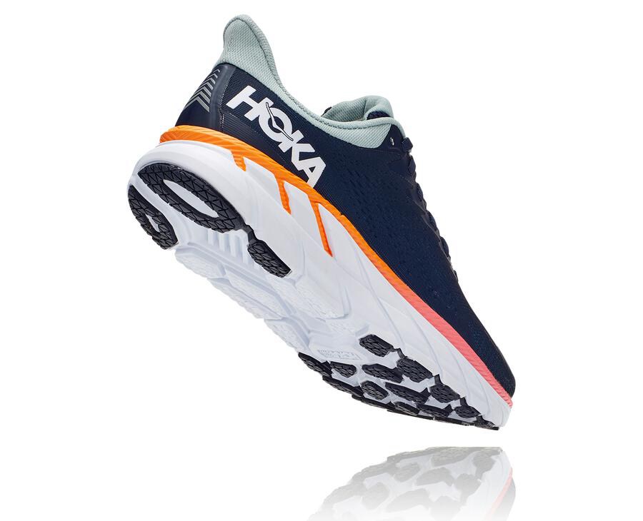 Hoka One One Koşu Ayakkabısı Kadın Lacivert/Beyaz - Clifton 7 - JP2043817